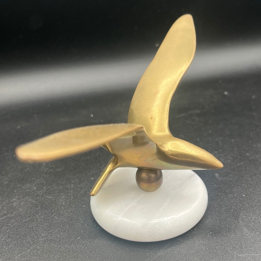 Vintage Brass and Marble Seagull‎ in Flight Figurine
